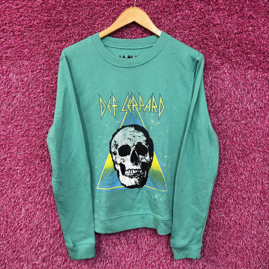 Def  Leppard Skull Crew Neck Teal Sweatshirt Small
