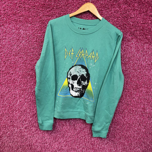 Def  Leppard Skull Crew Neck Teal Sweatshirt Small