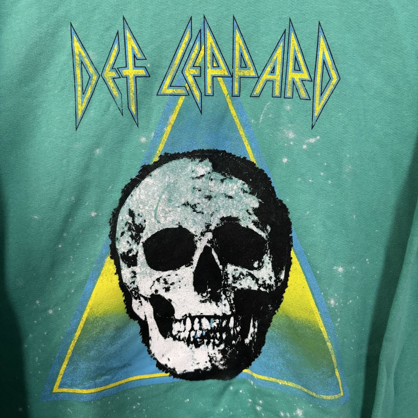 Def  Leppard Skull Crew Neck Teal Sweatshirt Small