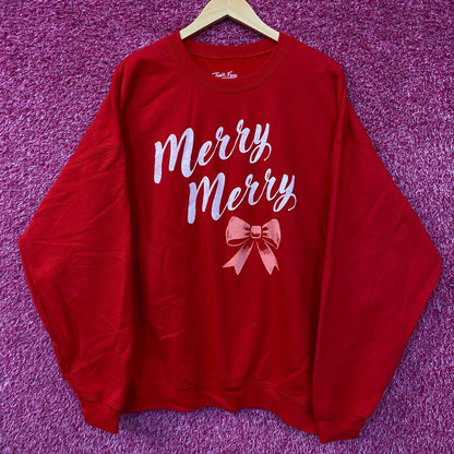 Junk Food Merry Merry Graphic Fleece Sweatshirt XL