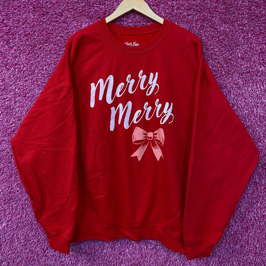 Junk Food Merry Merry Graphic Fleece Sweatshirt XL
