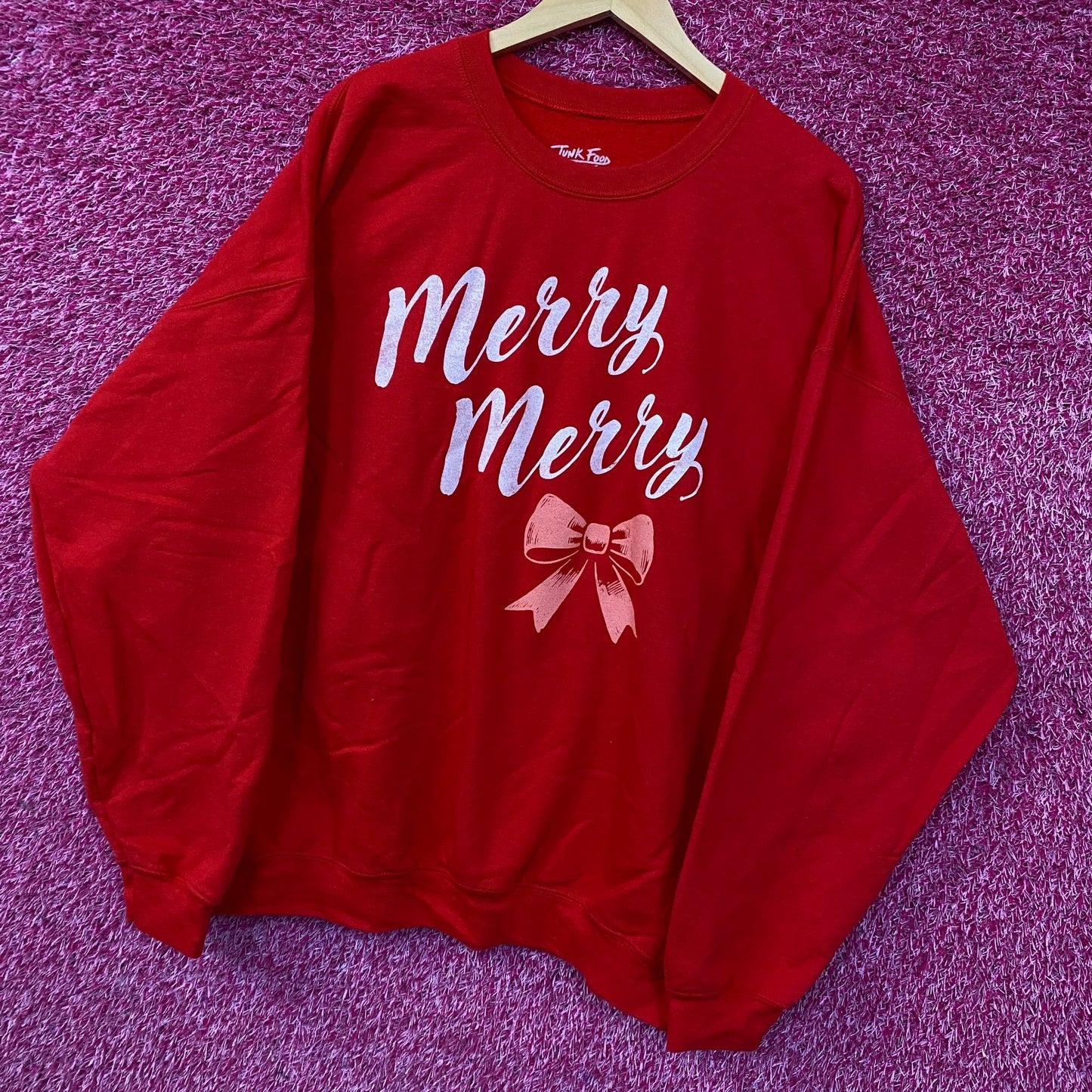 Junk Food Merry Merry Graphic Fleece Sweatshirt XL