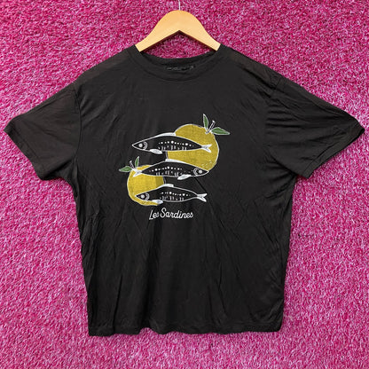 Junk Food Women's Les Sardines Vintage Style Tissue Tee Medium