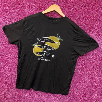 Junk Food Women's Les Sardines Vintage Style Tissue Tee Medium