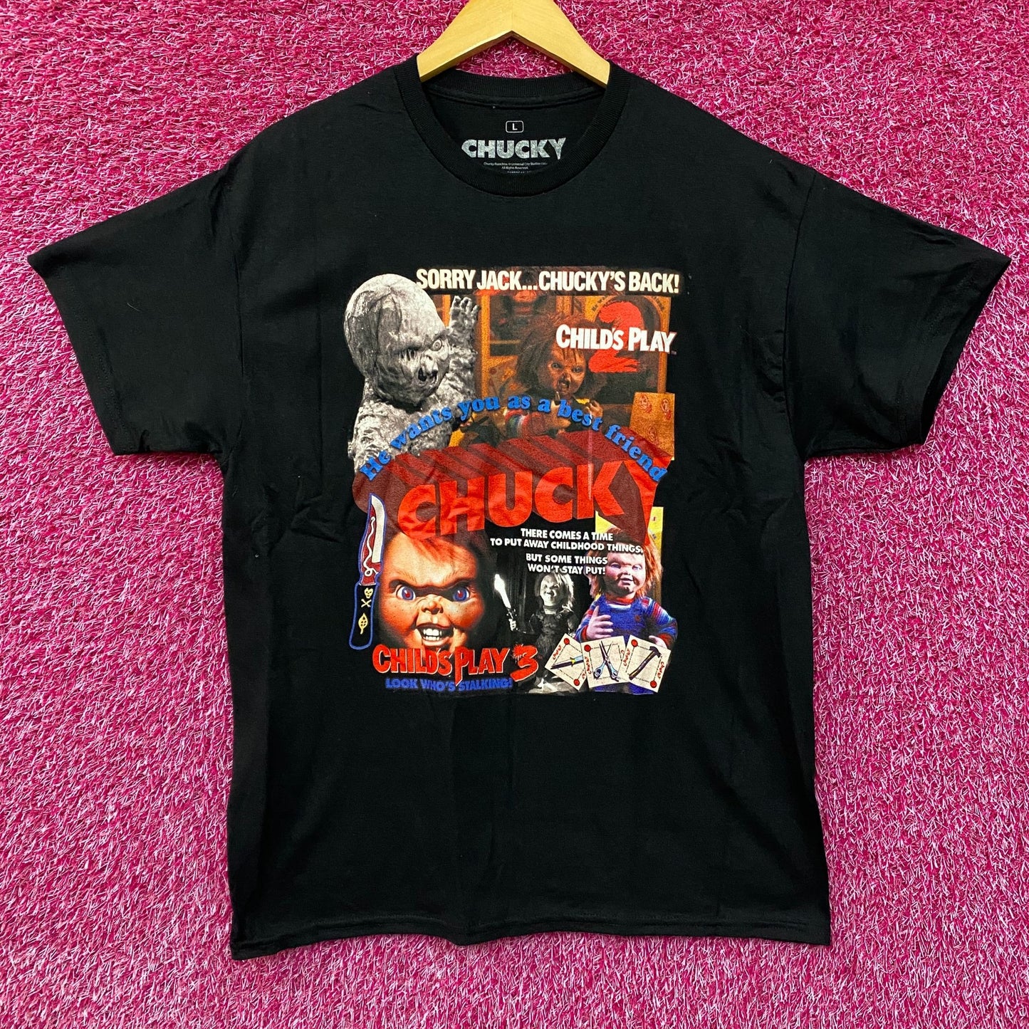 Chucky Child's Play 3: Look Who's Stalking Sorry Jack Chucky's Back Promo T-Shirt Large