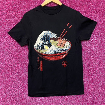 Threadless The Great Ramen Monster Wave of Kanagawa T-Shirt Small