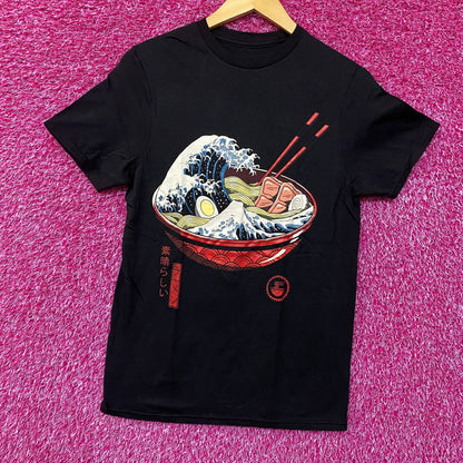 Threadless The Great Ramen Monster Wave of Kanagawa T-Shirt Small