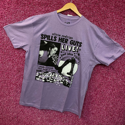 Olivia Rodrigo "Spills Her Guts LIVE!" Graphic T-shirt 2XL