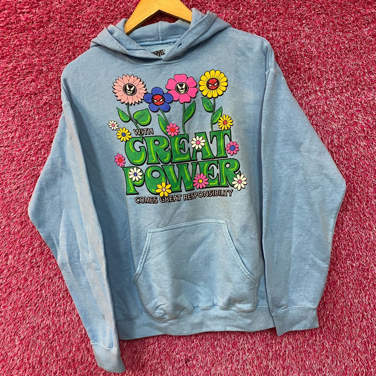 Marvel's Spiderman With Great Power flower hoodie size SM