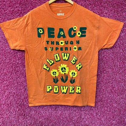 Flower Power Peace Through Superior Flower Tshirt size large
