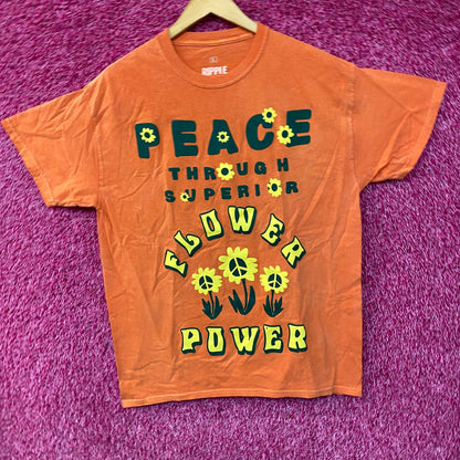Flower Power Peace Through Superior Flower Tshirt size large