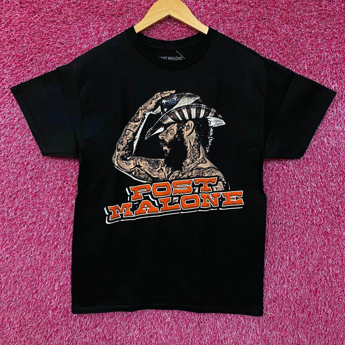 Post Malone Cowboy Hat Portrait Graphic T-Shirt Medium
