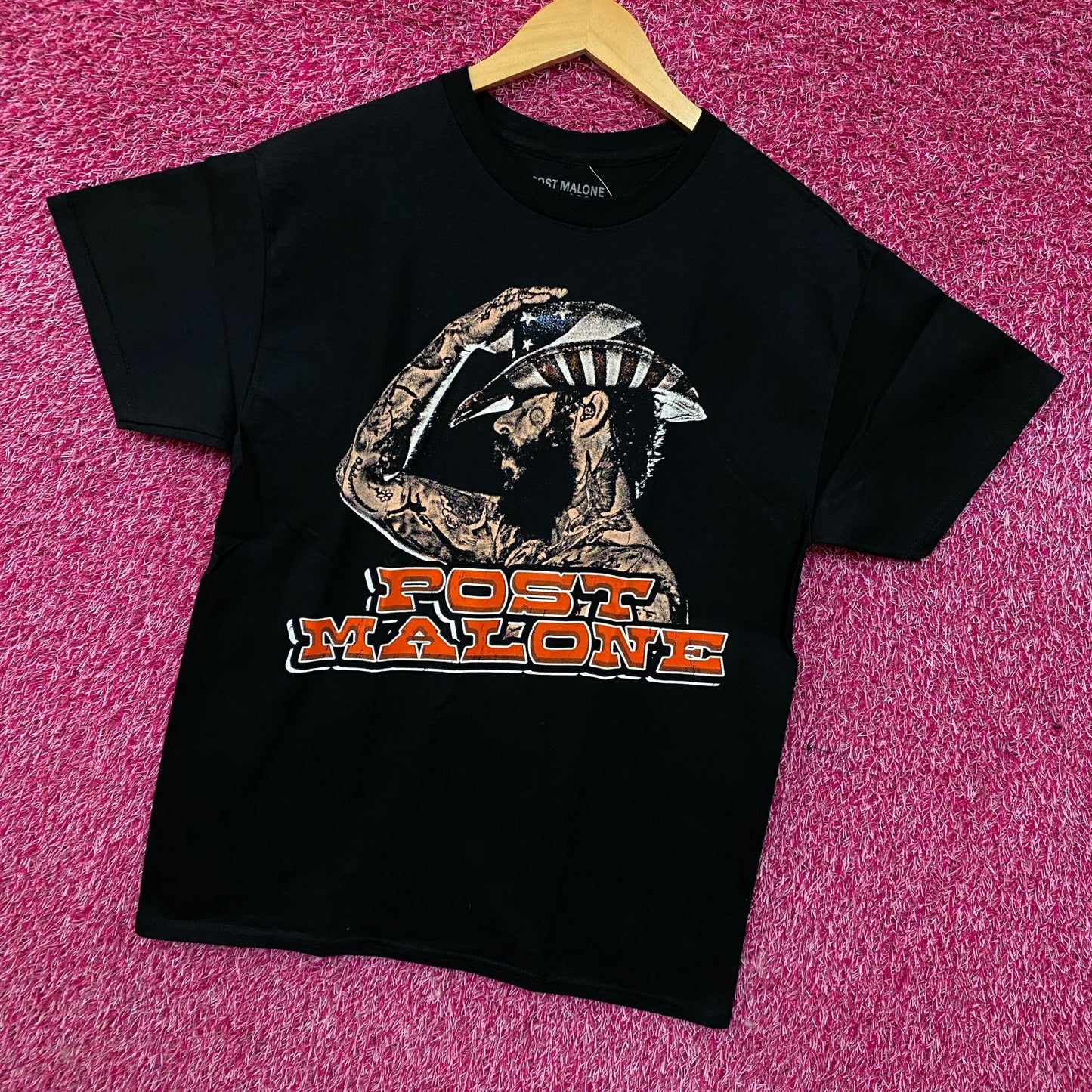 Post Malone Cowboy Hat Portrait Graphic T-Shirt Medium