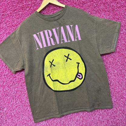 Nirvana Never Mind mineral wash Smiley Face Tshirt size large