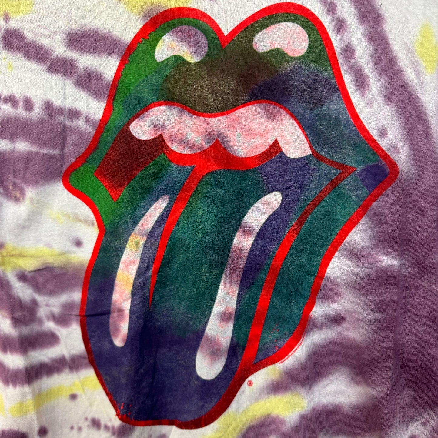 The Rolling Stones Psychedelic Hot Lips Rock Band Tie Dye M
