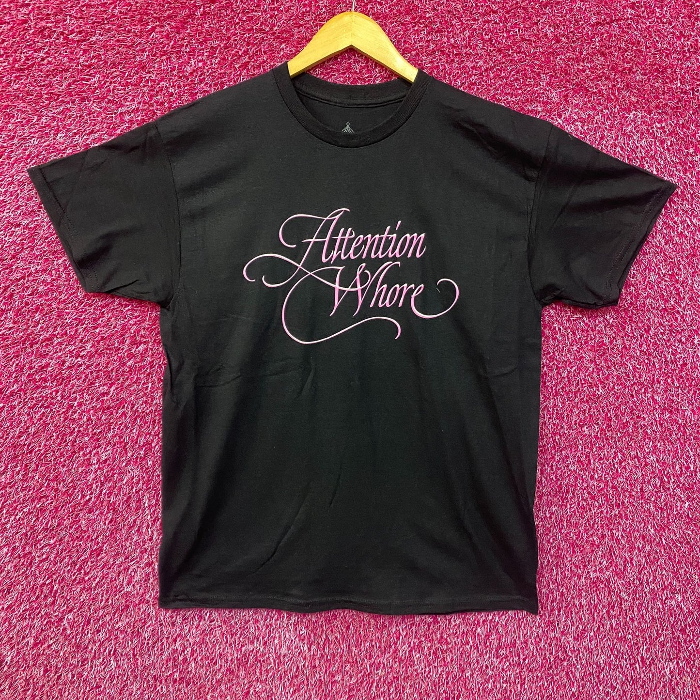 Tove Lo Attention Pink Lettering Black T-Shirt Large