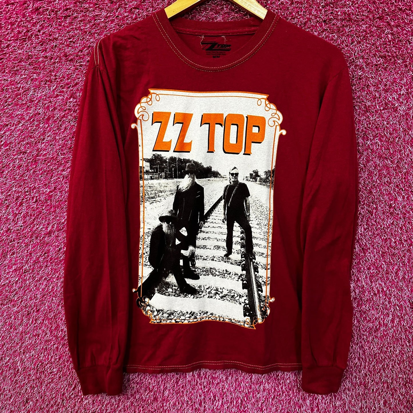 ZZTop Three Hombres album Red Long Sleeve Tshirt size Med