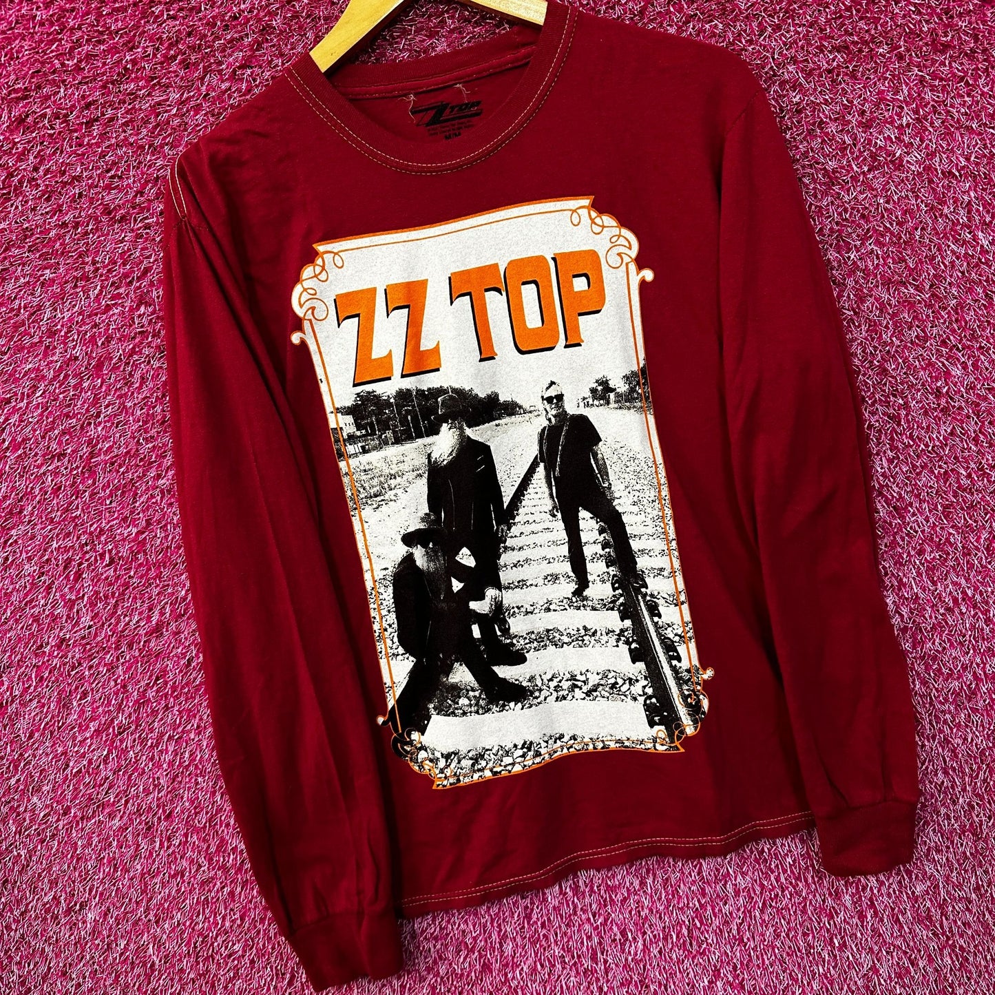 ZZTop Three Hombres album Red Long Sleeve Tshirt size Med