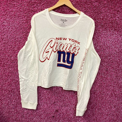 Junk Food Clothing New York Giants Touchdown Long Sleeve Crop Tee Large