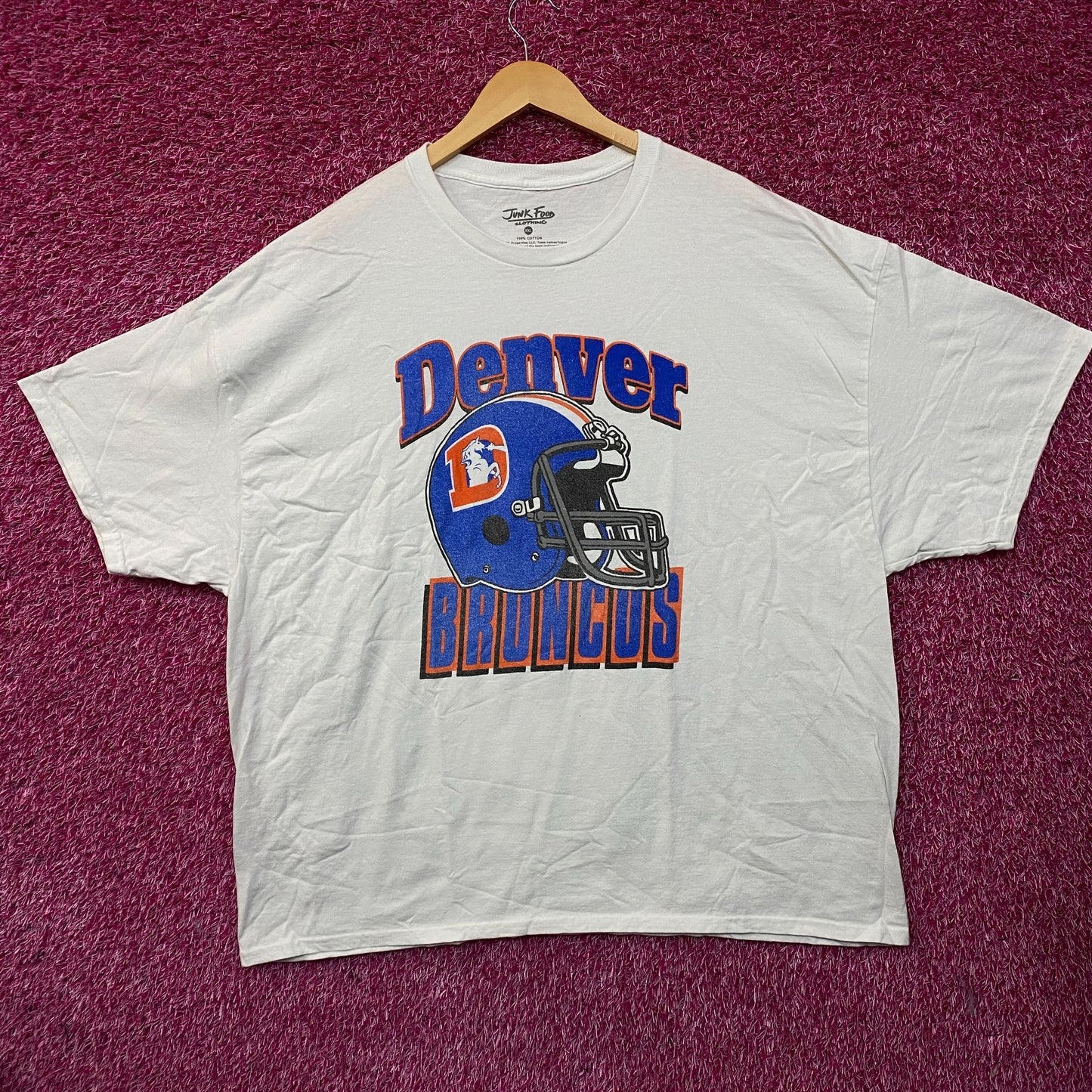Junk Food NFL Denver Broncos Throwback Helmet Logo T- Shirt 2XL