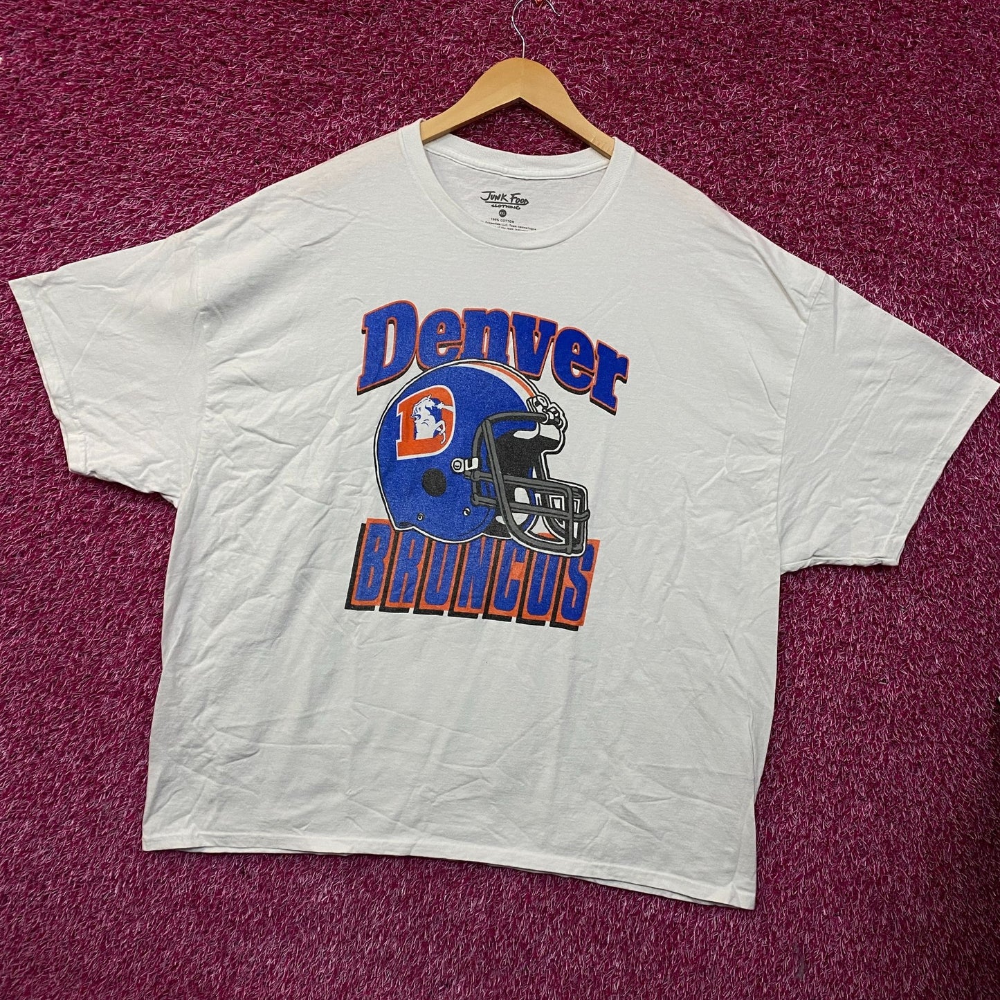 Junk Food NFL Denver Broncos Throwback Helmet Logo T- Shirt 2XL