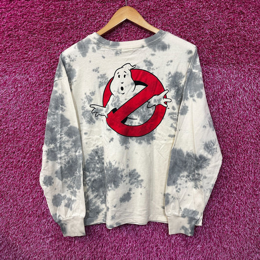 Ghostbusters Spell-Out Logo Oversized Long Sleeve Tie Dye L