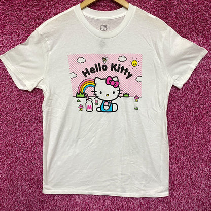 Sanrio Hello Kitty Milk Rainbow Field Kawaii T-Shirt Small