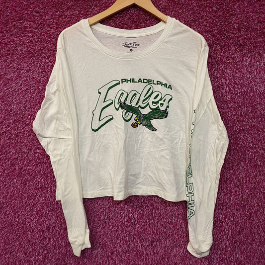 Junk Food Clothing NFL Philadelphia Eagles Touchdown Long Sleeve Cropped T-Shirt Large