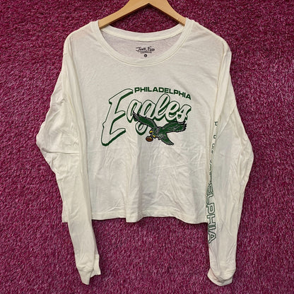 Junk Food Clothing NFL Philadelphia Eagles Touchdown Long Sleeve Cropped T-Shirt Large