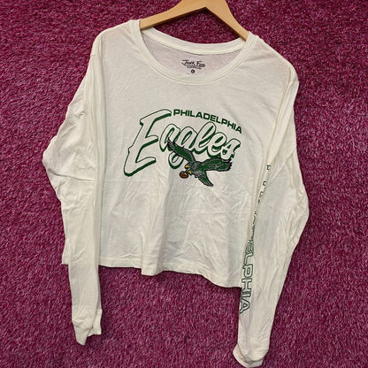 Junk Food Clothing NFL Philadelphia Eagles Touchdown Long Sleeve Cropped T-Shirt Large
