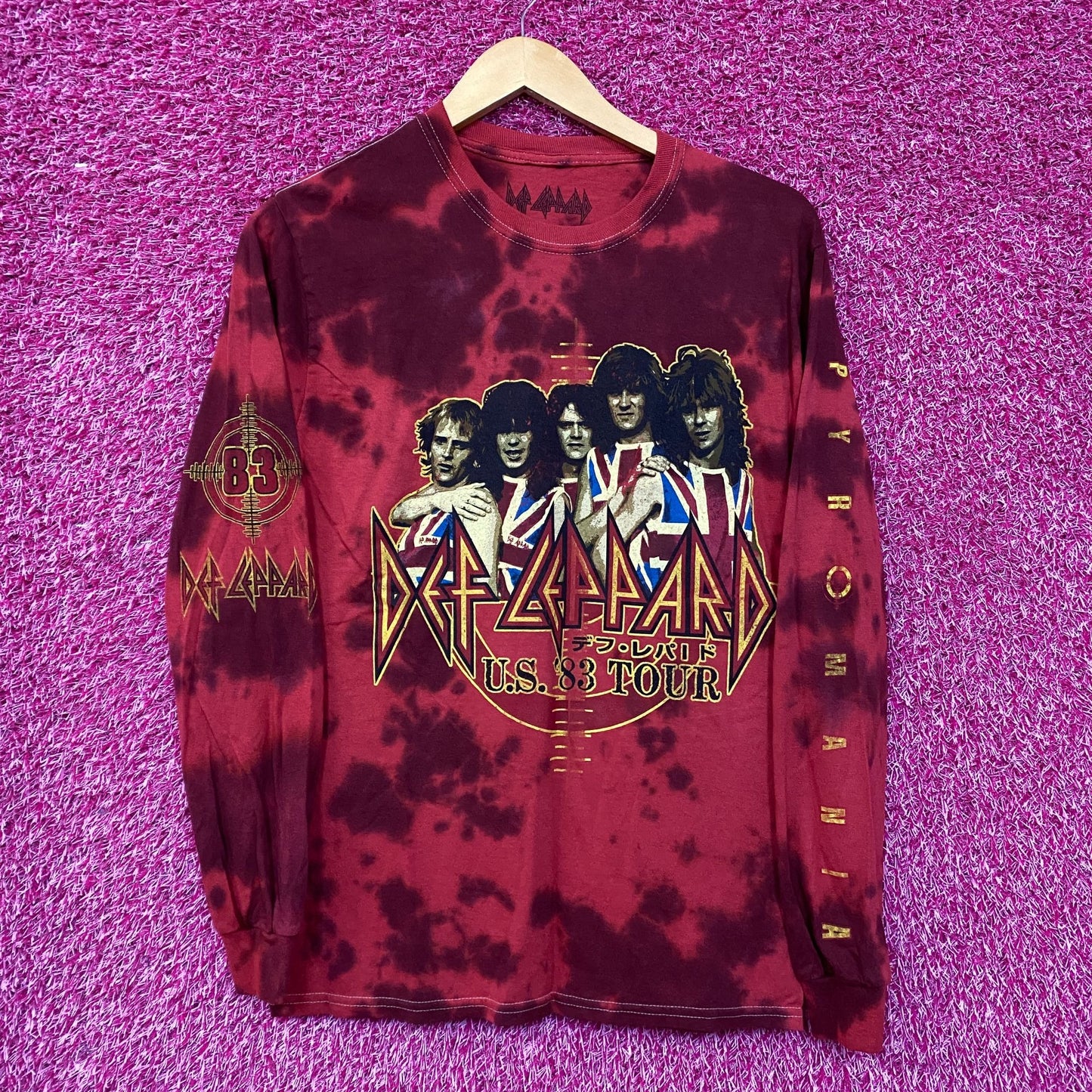 Def Leppard US 1983 Tour Tie Dye Long Sleeve Tshirt size Small