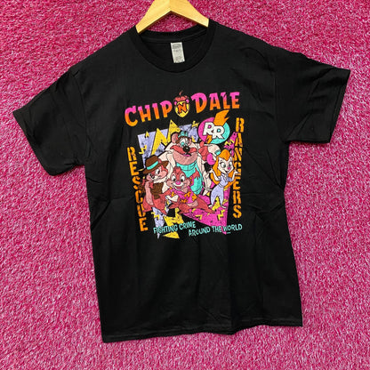 Disney's Chip & Dale Fighting Crime Around The World Graphic T-Shirt Medium