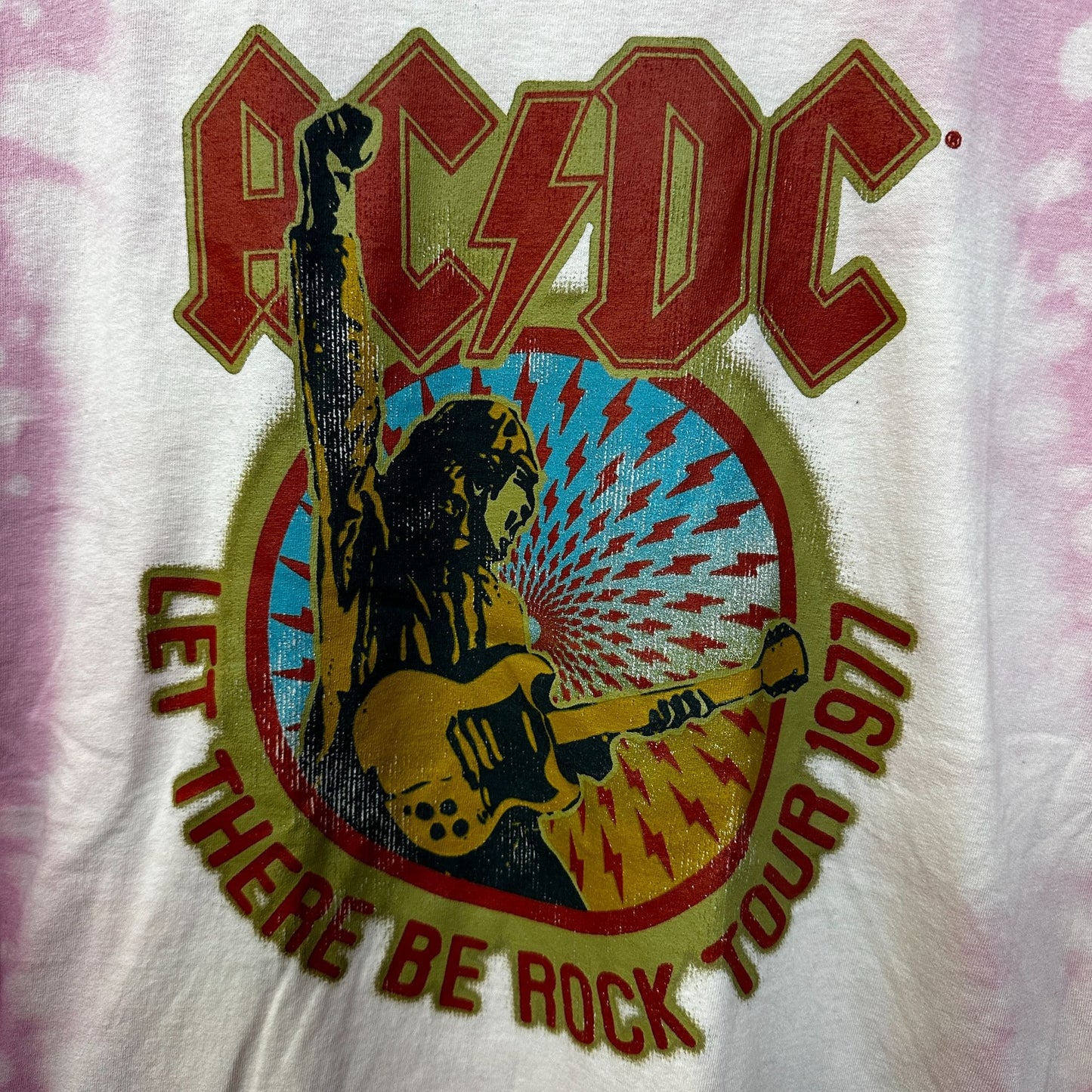 AC/DC Let There Be Rock Tour 1971 Long Sleeve Tshirt Tie Dye S/M