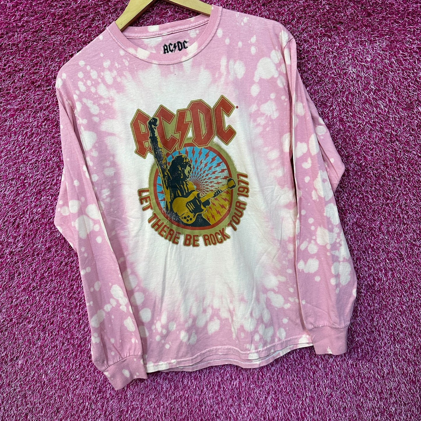 AC/DC Let There Be Rock Tour 1971 Long Sleeve Tshirt Tie Dye S/M