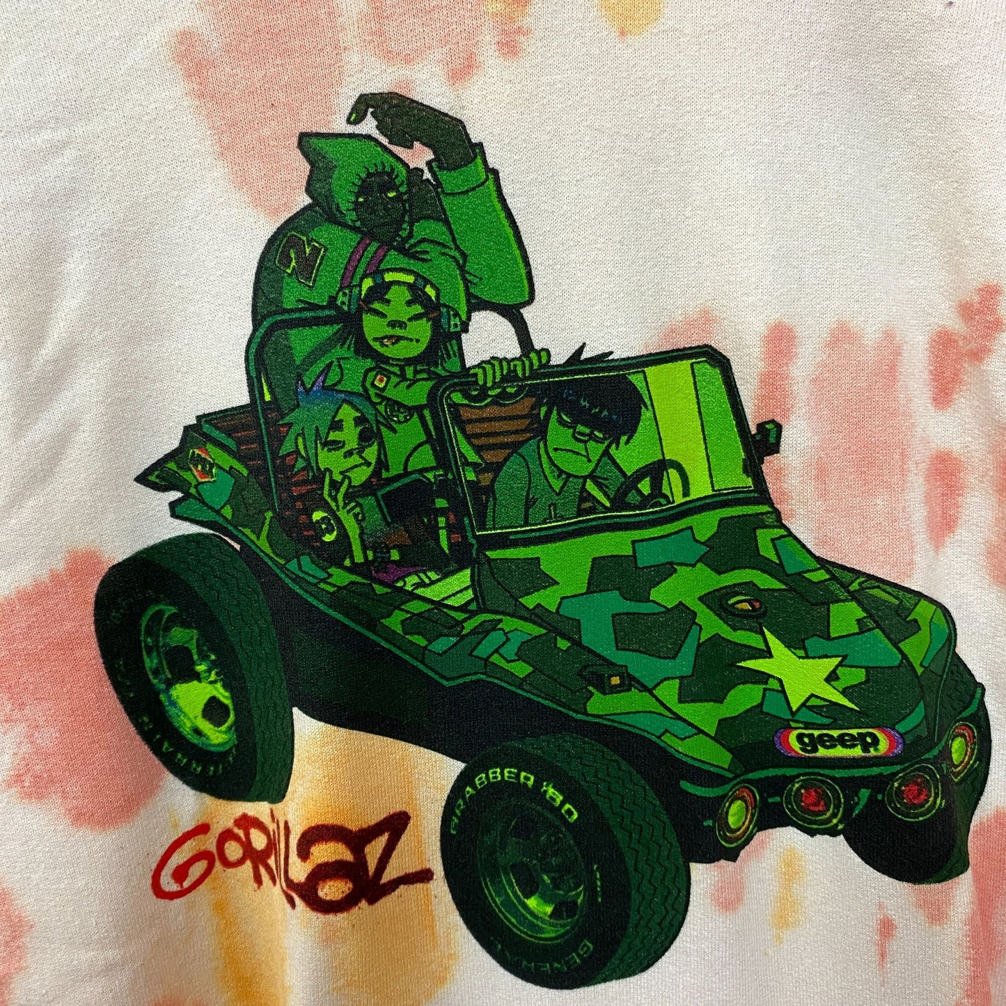 Gorillaz Self-Titled Album Cover Tie-Dye Hoodie Size Small