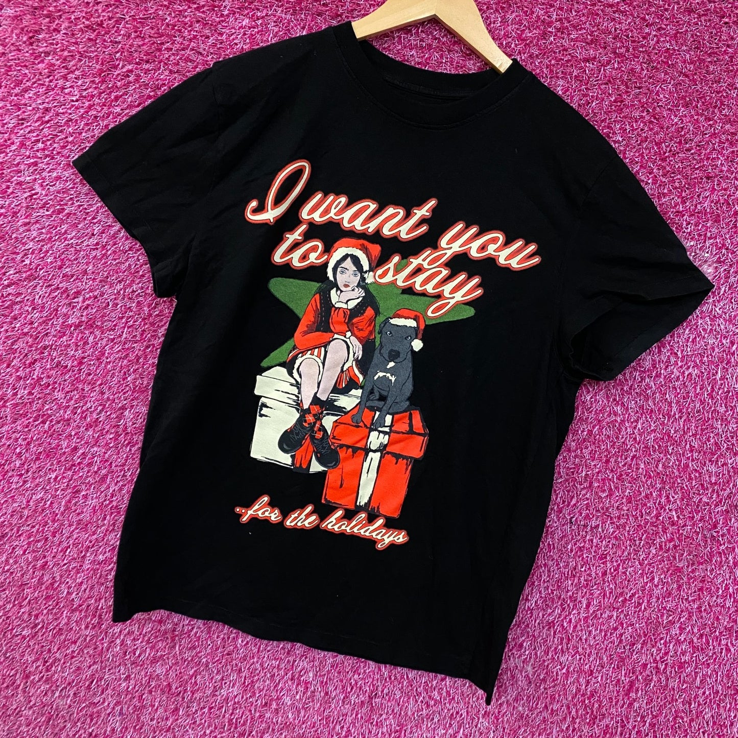 Billie Eilish Stay For The Holidays Graphic T-shirt Medium