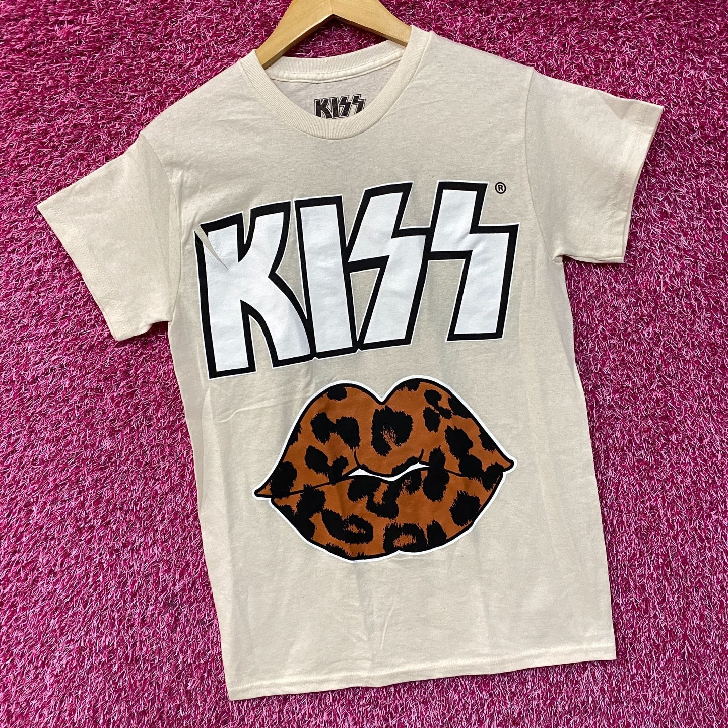Kiss Cheetah Lips Heavy Metal Band T-Shirt Small