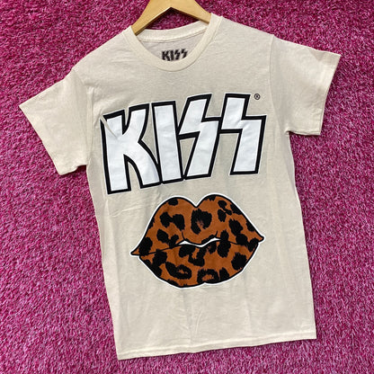 Kiss Cheetah Lips Heavy Metal Band T-Shirt Small
