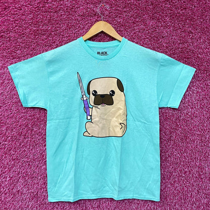 Kawaii Pug the Thug Butterfly Knife Doggo Black Matter Tee medium