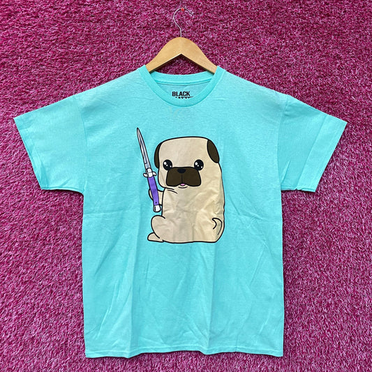 Kawaii Pug the Thug Butterfly Knife Doggo Black Matter Tee medium