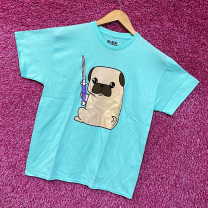 Kawaii Pug the Thug Butterfly Knife Doggo Black Matter Tee medium