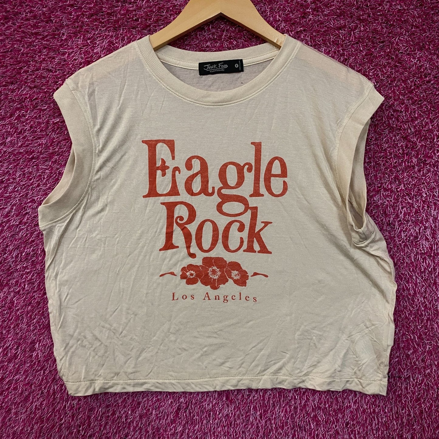 Junk Food Clothing Eagle Rock Vintage Style Tissue Crop Tank Medium