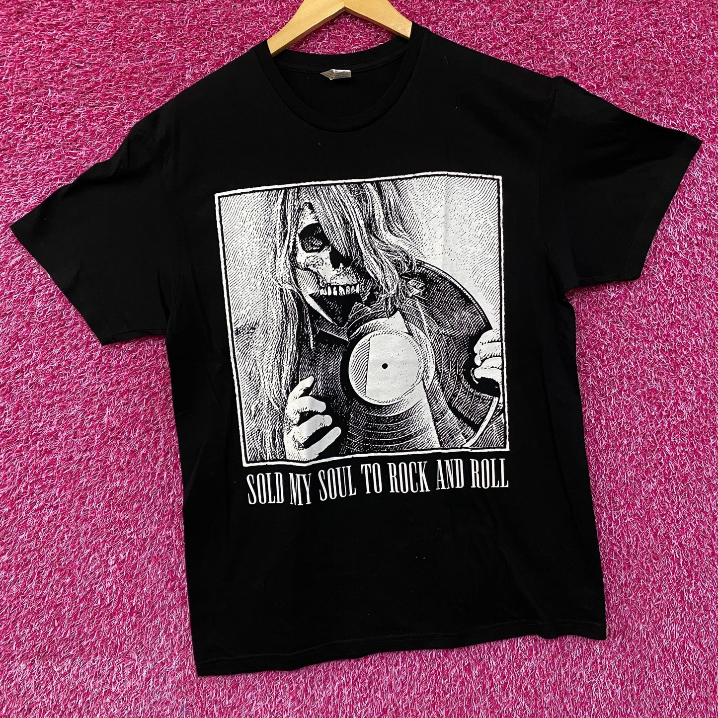 Space Zebra Sold My Soul To Rock n Roll Graphic Design T-Shirt Large