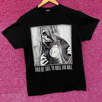 Space Zebra Sold My Soul To Rock n Roll Graphic Design T-Shirt Large