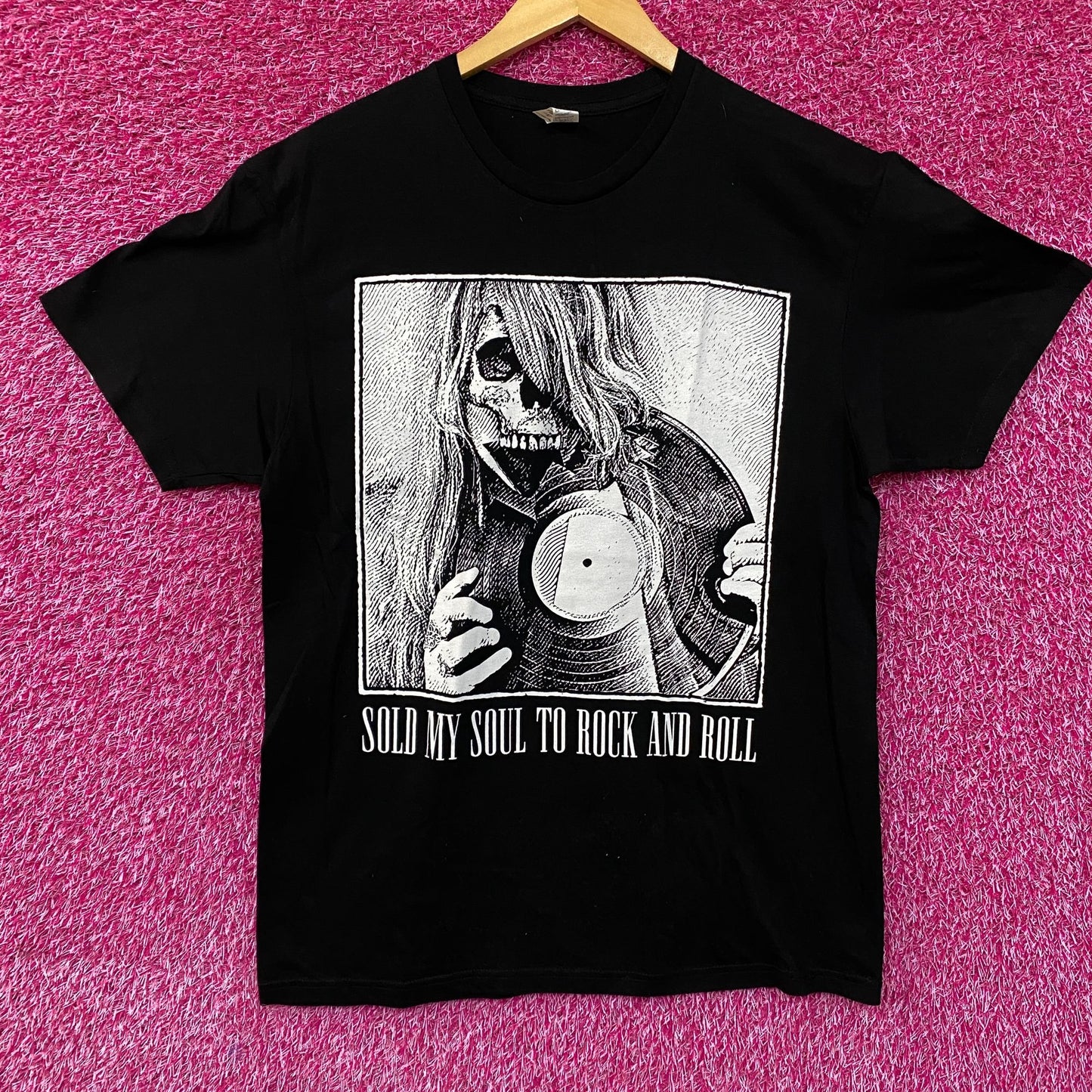 Space Zebra Sold My Soul To Rock n Roll Graphic Design T-Shirt Large