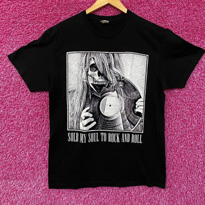 Space Zebra Sold My Soul To Rock n Roll Graphic Design T-Shirt Large