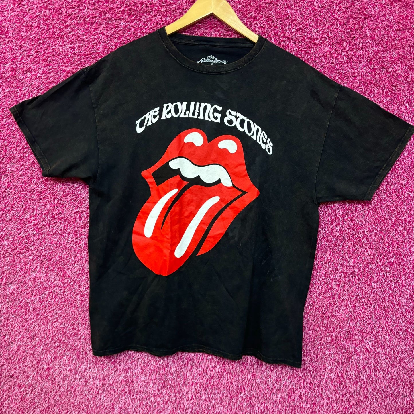 The Rolling Stones Hot Lips Acid Wash Rock and Roll Tee XL