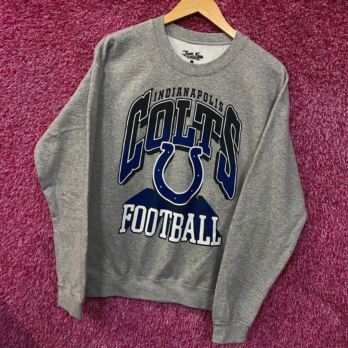 Junk Food Clothing Indianapolis Colts Heathered Gray Classic Crew Pullover Sweatshirt Small