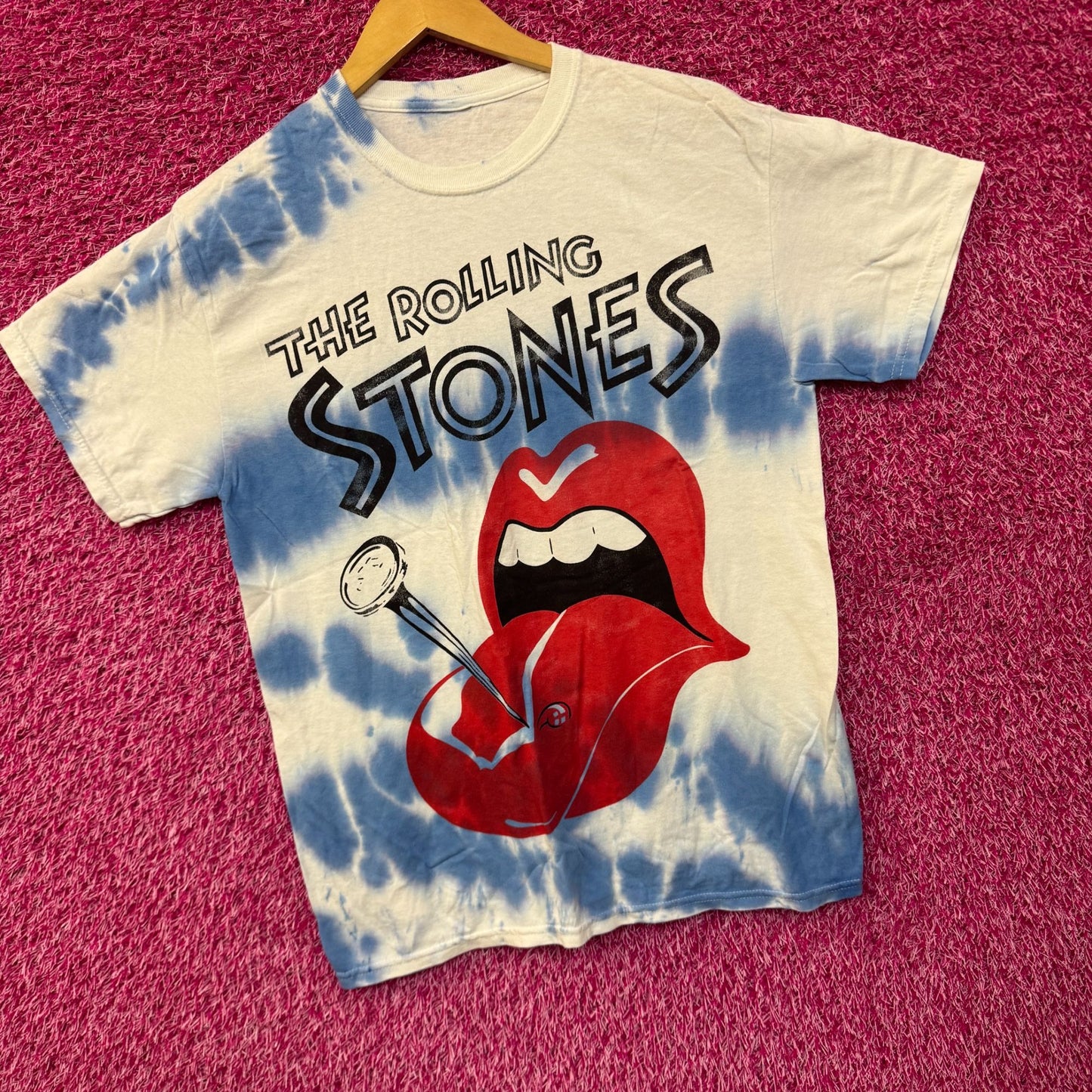 The Rolling Stones Nailed Tongue Hot Lips Rock Tie Dye M