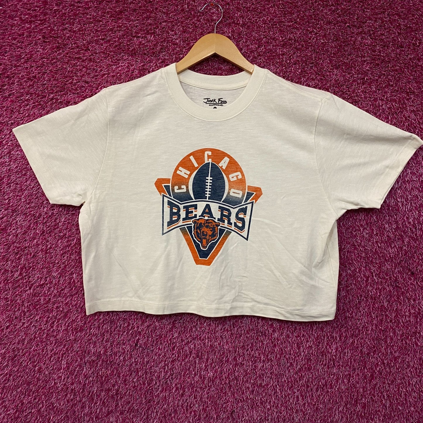 Junk Food Clothing Women's NFL Chicago Bears Mock Neck Crop Tee XL